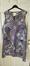 Next Womens Denim Blue Floral Summer Sleeveless Shift Linen Dress Size 18