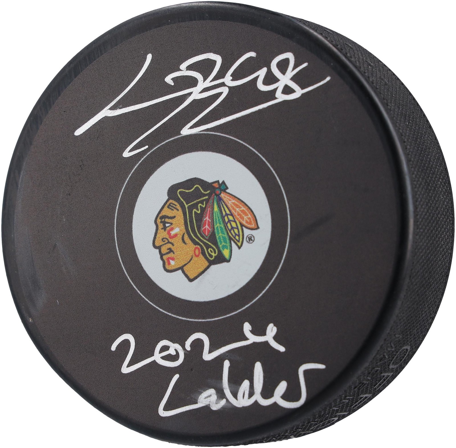 Connor Bedard Autographed Signed Chicago Blackhawks Hockey Puck with "2024 Calder" Insc 