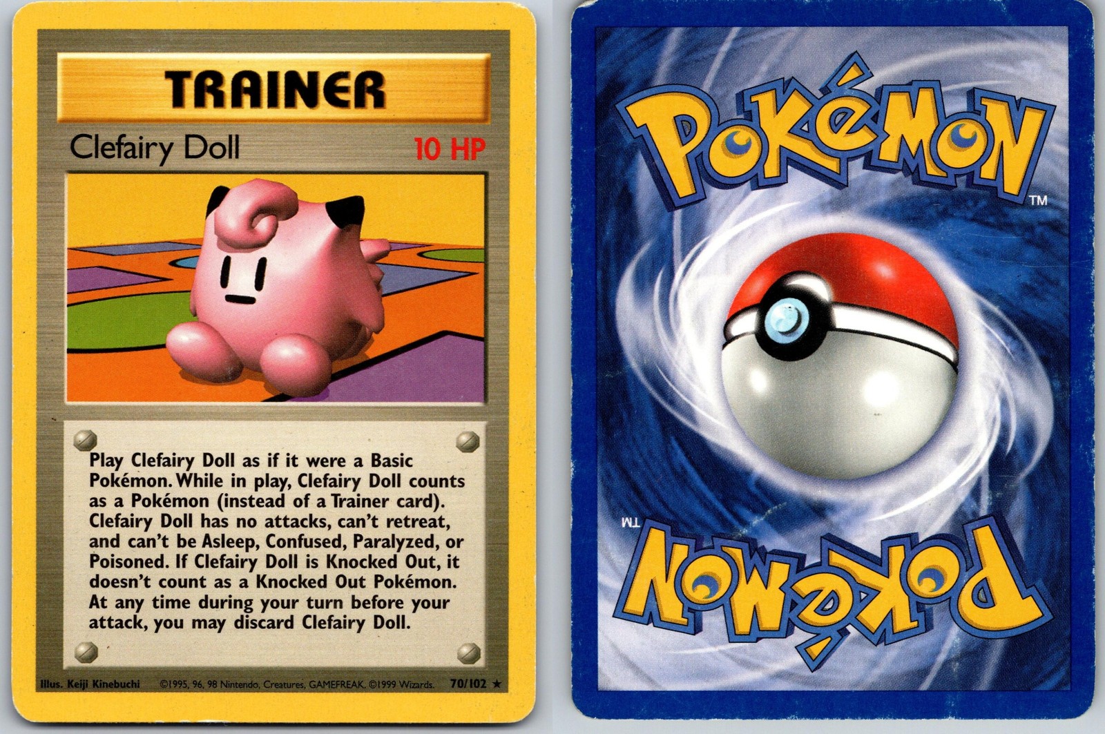 CLEFAIRY DOLL POKEMON BASE SET UNLIMITED 70/102 RARE MP