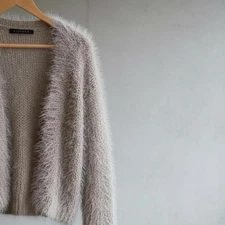 Alice + Olivia Metallic Fuzzy Open Front Bolero Sweater