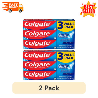 2-Pack Colgate Cavity Protection Toothpaste with Fluoride 6 oz 3-Pack Bundle