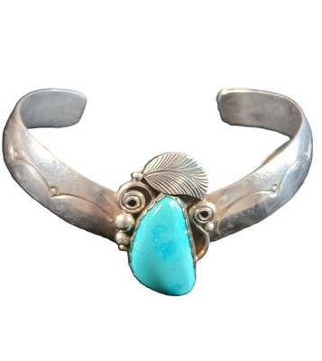 Navajo Sterling Silver Sleeping Beauty Style Turquoise Sweater Cuff