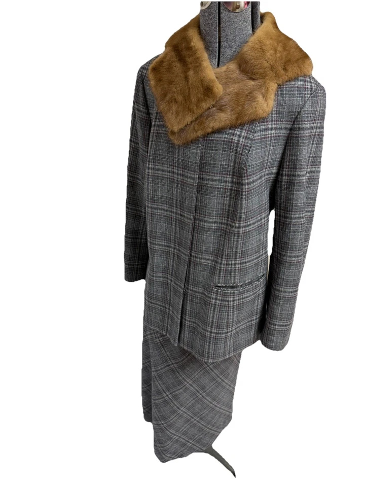 Traje Falda Pendleton Talla 14 Conjunto de Dos Piezas Cuadros Vintage Bolsillos Piel LEER MÁS Foto 4 de 4