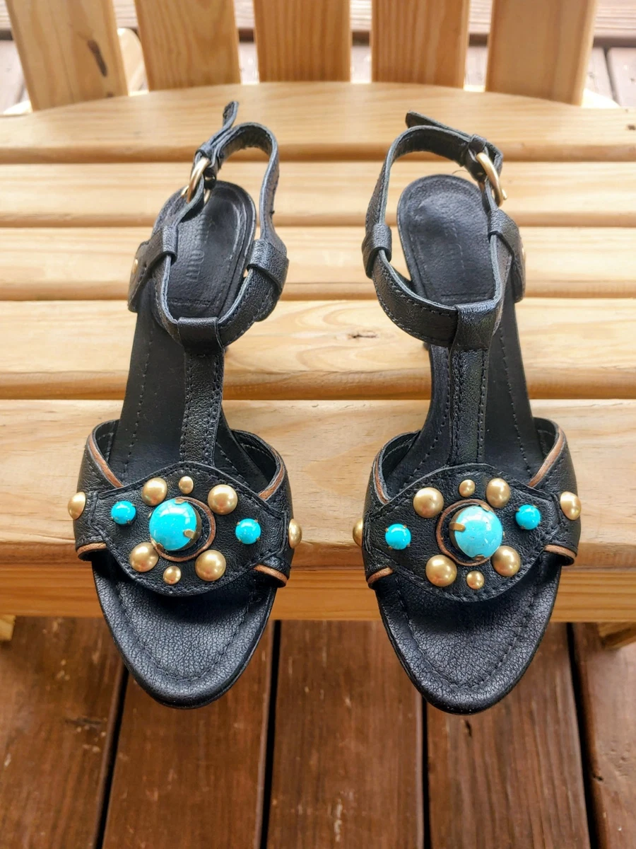Miu Miu Kitten Heel Leather Upper Sandals for Women for sale | eBay