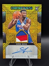 Adem Bona SSP #/10 - 2024-25 Obsidian Electric Etch Gold Rookie Patch Auto 76ers