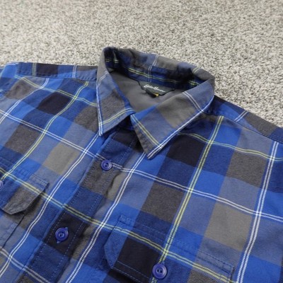 Eddie Bauer Chemise à Manches Longues Voyager Flex pour Homme, Bleu, Taille S