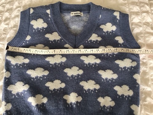 Ladies Fun Rain Cloud Knitted Tank Top Jumper BBWM Size M L Vgc - Picture 10 of 11