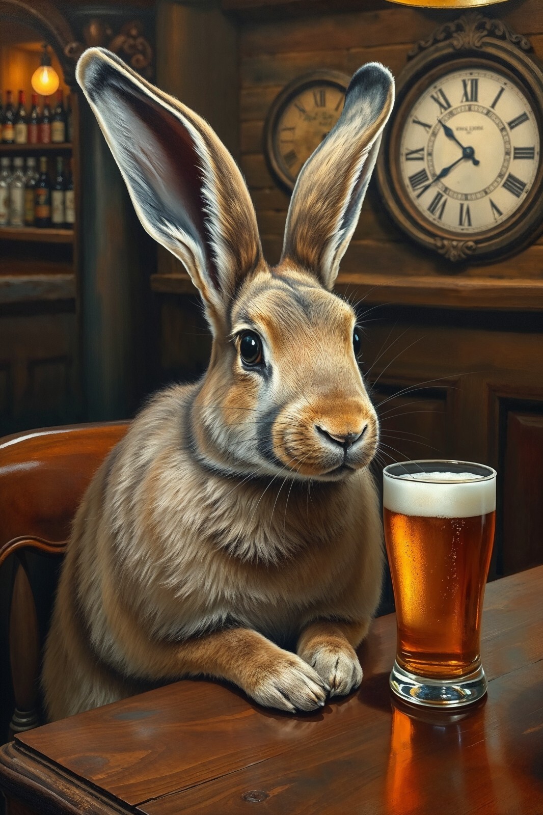 Rabbit Hare Beer Pub Fantasy 4x6 Premium Art Print  