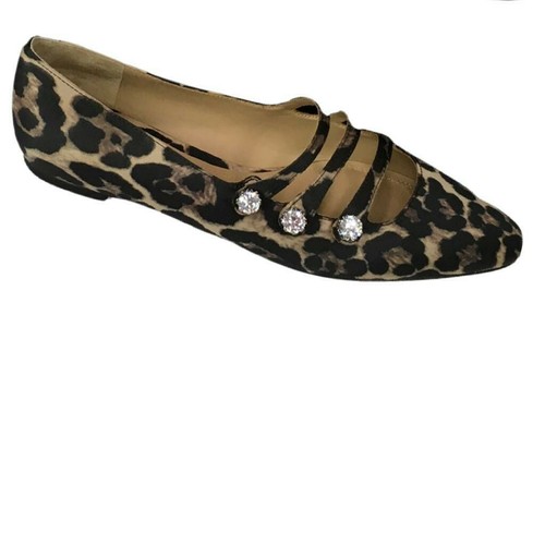 Veronica Beard Women Nola Satin Crystal Leopard Shoes Flats Size 5.5 gi 4 - Picture 4 of 4