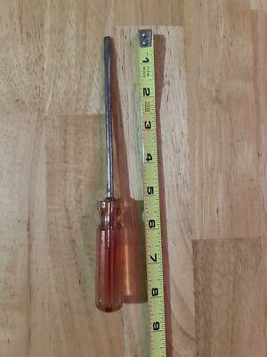 Vintage Amalite USA 8  Flat Slotted Screwdriver Orange Handle Tool