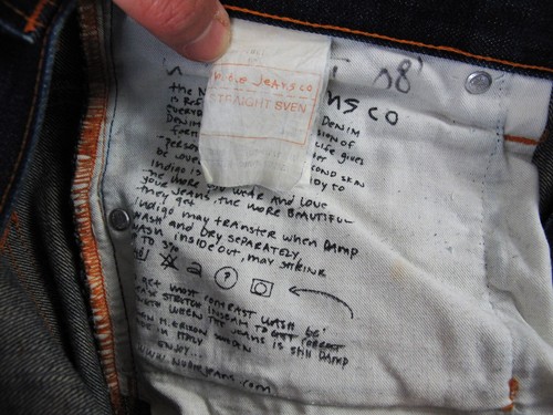 *LO ÚLTIMO ITALIA Pantalones de mezclilla para hombre NUDIE @ STRAIGHT RIBETE SVEN OSCUROS 33 x34 (ajuste 32x33,5) - Imagen 5 de 15