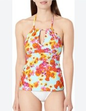 Kenneth Cole REACTION Women's High Neck Keyhole Halter Tankini Swimsuit Top Sz S