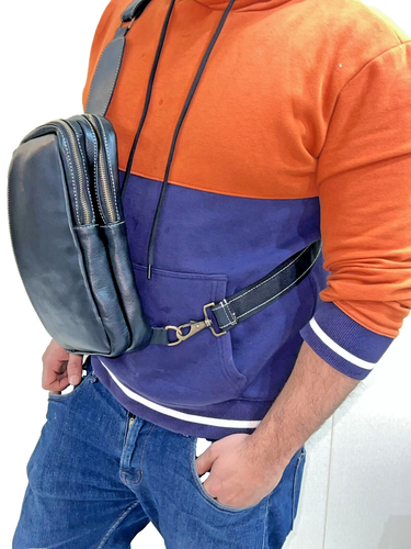 Premium Leather Crossbody Sling Bag – Adjustable Shoulder Strap Chest bag Unisex - Picture 8 of 28