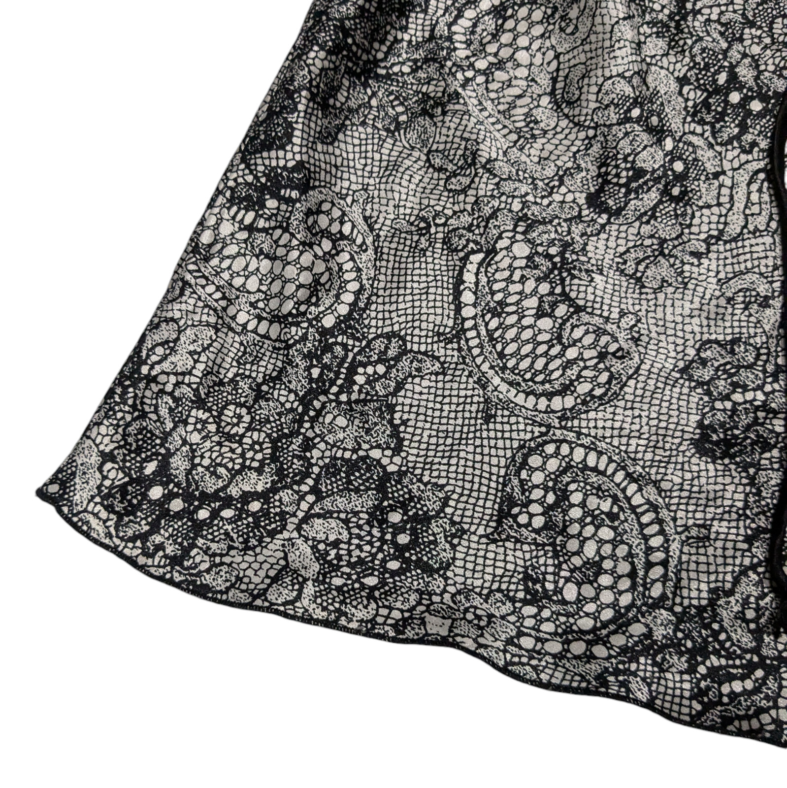 Vintage Y2K Empire Waist Babydoll Top Size L Satin Lace Print Whimsy Goth Grunge