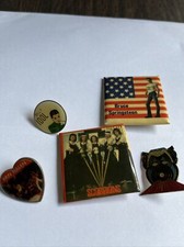 Lot Of 5 Vintage Band Pins Journey, Van Halen Springsteen Scorpions, Idol