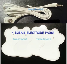 +BONUS PADS!+ ELECTRODE LEAD WIRE Cable 2.5mm for Digital Massager TENS Snap