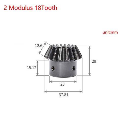 1/1.5/2 Modulus 15/18/20-40 Tooth 90° 1:2 Pairing Motor Bevel Gear With Keyway - Imagen 21 de 22