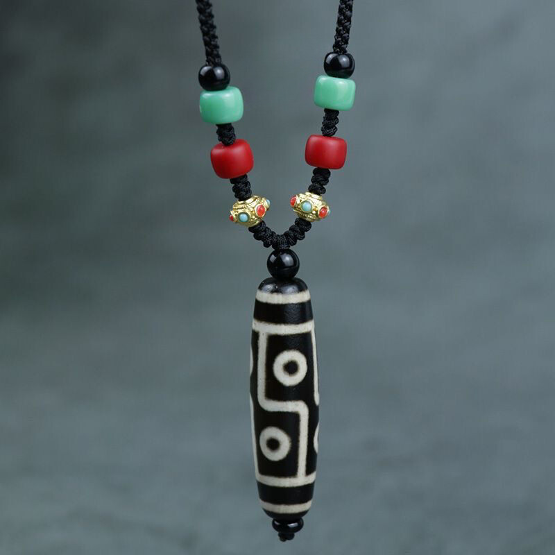 Nine-eye Dzi Bead Pendant Natural Tibetan Genuine Cross
