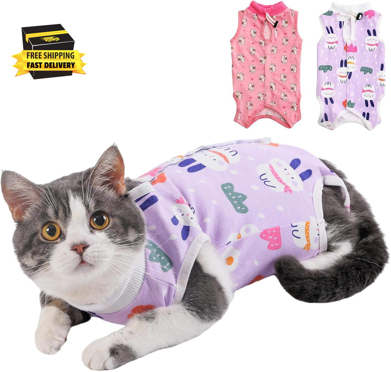 Traje de recuperación profesional para gatos para heridas abdominales y enfermedades de la piel, collar electrónico