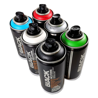 Montana Cans BLACK Mini 150ml 6er Set Graffiti Sprühfarbe Lack Spraydose DIY