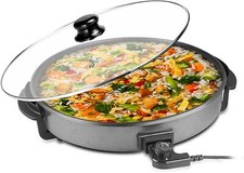 40cm Electric Multi-Function Cooker Pan with Lid Adjustable Thermostatic Control