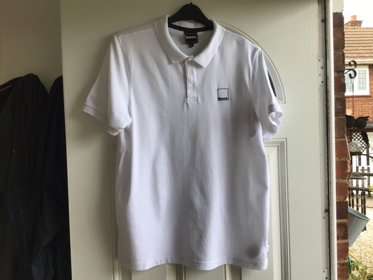 💕💕Mens Bench XL white Polo Shirt, short sleeve 100% cotton 💕💕 excellent  con