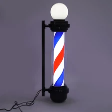 32"  Barber Pole Light Rotating Sign Light Hair Salon Shop Rainproof for Outdoor