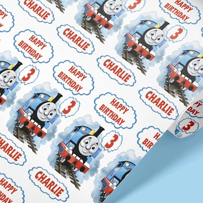 GIFT WRAP 4U Thomas the Tank Engine Personalised Wrapping Paper – Boys Birthday Gift Wrap 61c