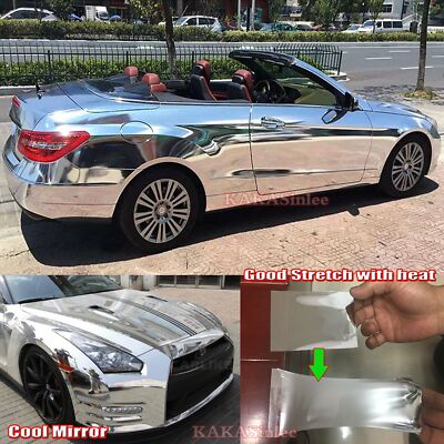 Full Car Wrap Silver Flexible Reflective Mirror Chrome Metallic Vinyl Sticker US