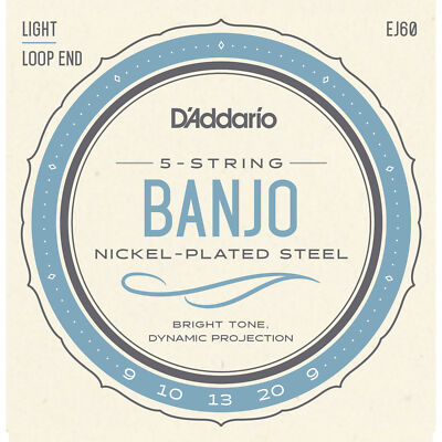 3 Sets D'Addario EJ60 5 String Banjo Nickel Wound Light Gauge Strings USA Made