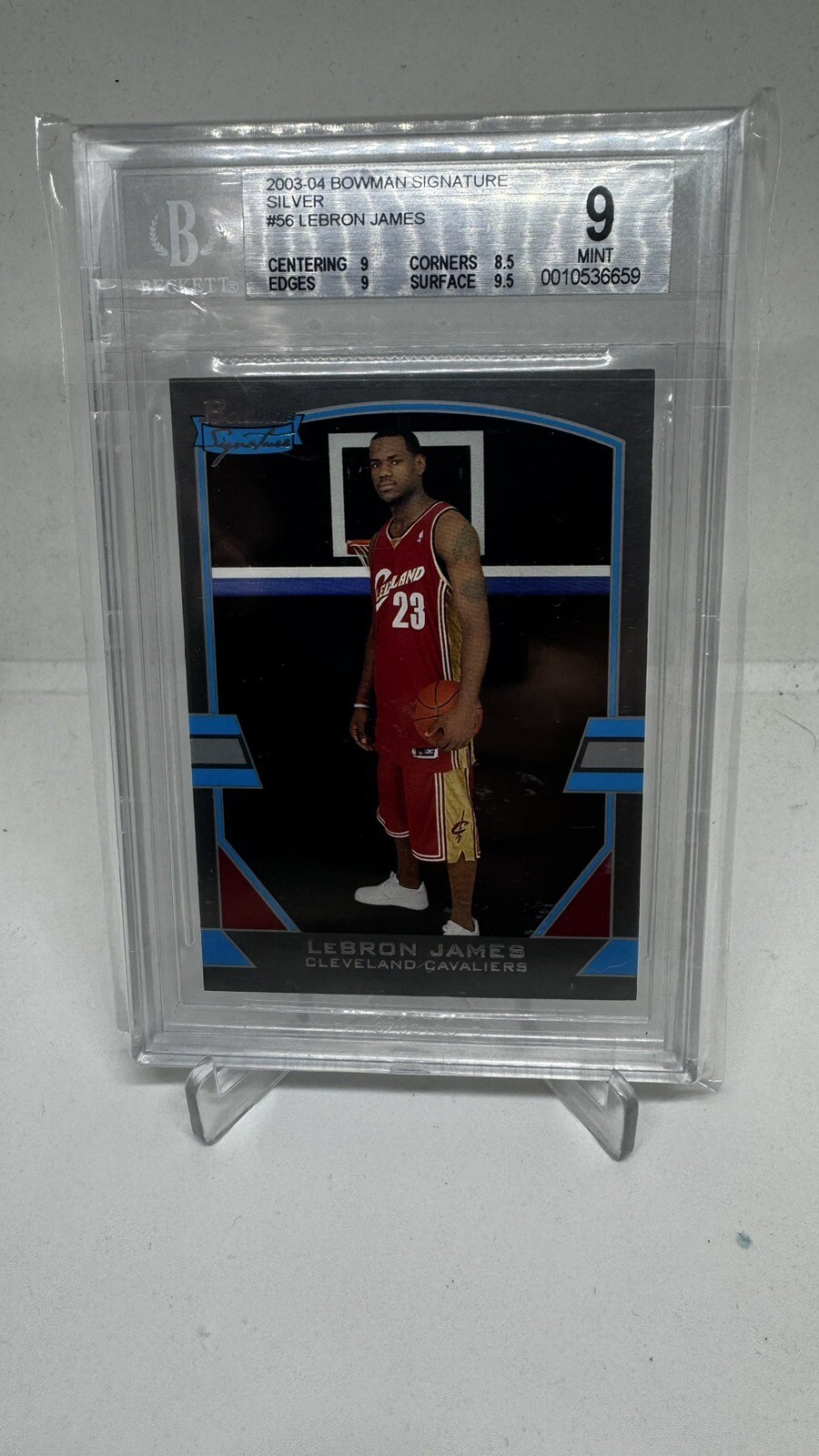 2003-04 Bowman Signature Silver #56 LeBron James Cavaliers RC Rookie /249 BGS 9