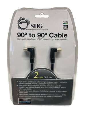 SIIG  10 feet 90 Degree to 90 Degree Cable - 2M - HDMI for Audio/Video Device