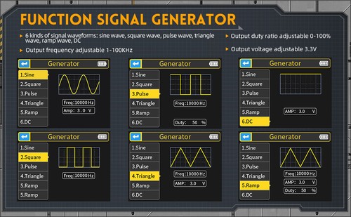 FNIRSI DSO-TC3 3 in 1 Digital Oscilloscope Transistor Tester Signal Generator - Picture 8 of 18