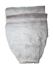 2000 Hanes Men's White 100 Cotton Briefs Made in USA Size 30 Lot of 3