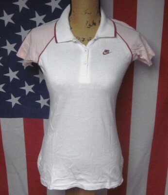 NIKE vtg women s med polo shirt Swoosh athletic gear 1970s orange label Tennis