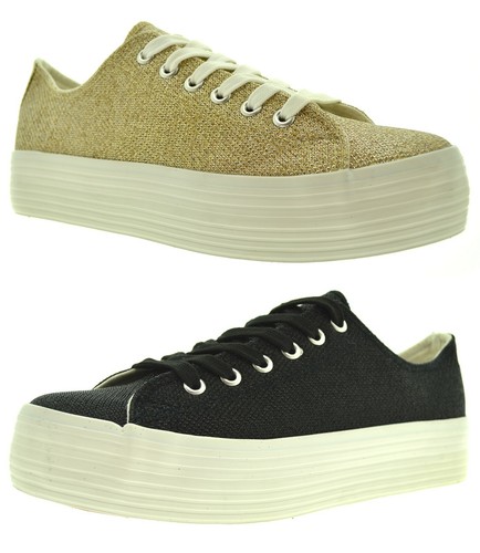 Scarpe sportive in tela sneakers basse da ginnastica lacci estive  brillantini | eBay