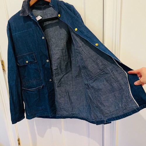 Vintage 50s Carters Watch The Wear Selvedge Denim Corduroy Collar Chore Jacket L - Picture 16 of 24