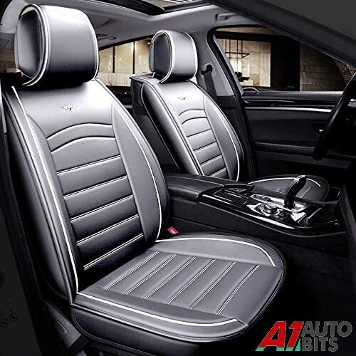 Deluxe Grey PU Leather Front Car Seat Covers For Renault Clio Megane Laguna - Afbeelding 1 van 3