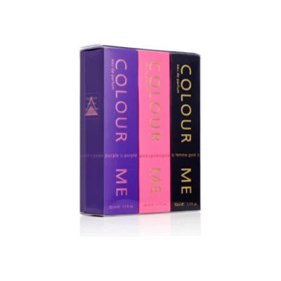 MILTON - LLOYD COLOUR ME Pink/Purple/Gold Femme Perfume Triple Pack For Women Her 3 x 50ml EDP