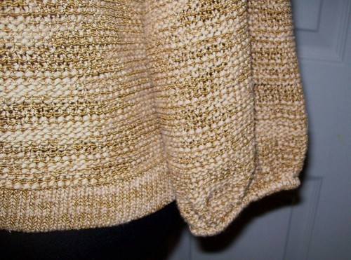 Jones NY Sweater Sz S Knit Cardigan Jacket Brown Beige Gold Boucle Cotton - Picture 3 of 3