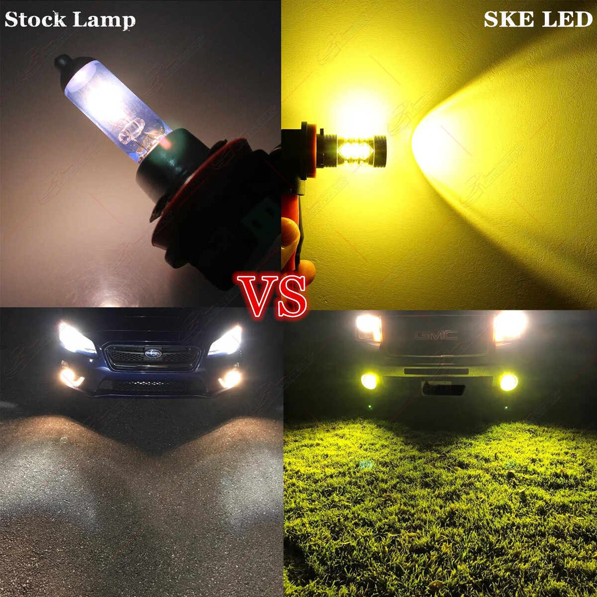 3000K Golden Yellow 16-SMD H11 H8 H9 LED Light Bulb For Fog Light