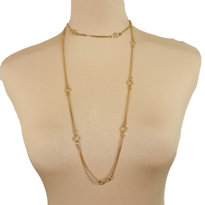 Vintage Monet Versatile Long Chain Necklace Open Link Stations Gold Tone Signed