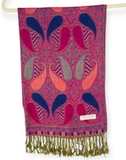 Pashmina Scarf Wrap shawl 30% Silk 70% Pashmina Mulitcolor 27" x 76" Fringe