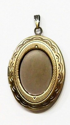 2 - 18x13mm Antique Gold Victorian Etched Deco Locket Pendant Settings 38x24mm