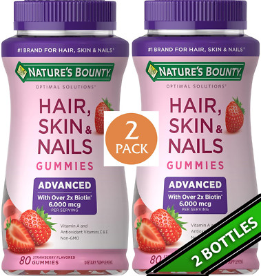 2 Pack Hair Skin Nails Gummies 6000 mcg 160 count (2x80) Advanced Formula Biotin