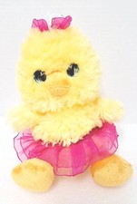 Aurora 7" Plush Stuffed Yellow Easter Chick Wearing Pink Tutu Soft Cuddle Toy