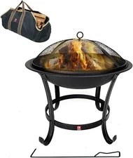 FireBeauty Fire Pit BBQ Grill Pit Bowl with Mesh Spark Screen CoverPoker