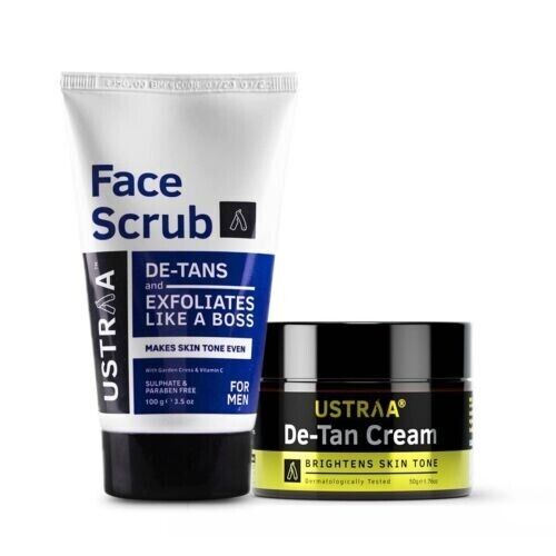 Ustraa Total De-Tan Kit - De-tan Face Cream, 50g - De-Tan Face Scrub 100 gm - Picture 1 of 1