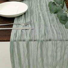 1 Piece Rustic Bohemian Burlap Tablecloth Elegant Tulle Pleated Tablecloth Soft