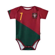 National Portugal Soccer Home Infant Baby Bodysuit #7 Ronaldo-Size-0-9 Months